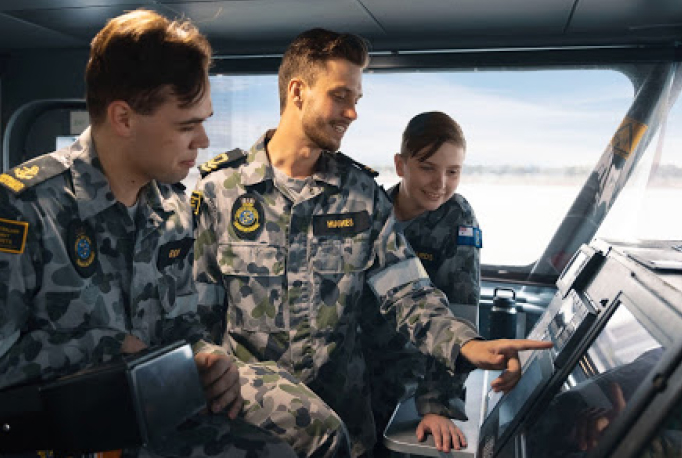 Volunteers on a Navy ship